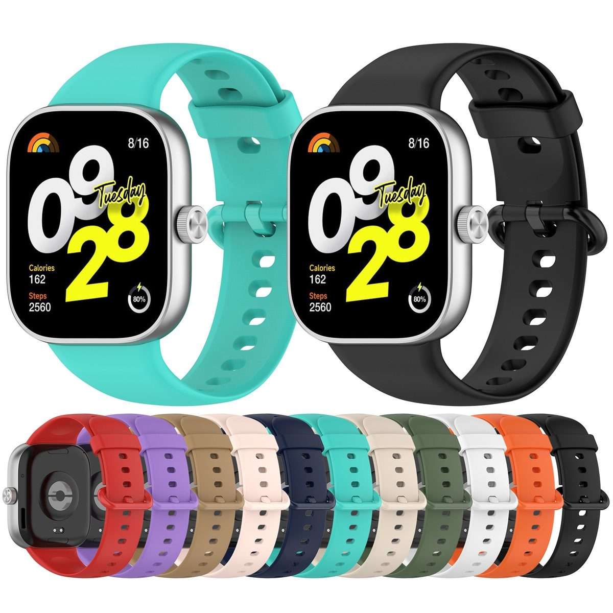 For Redmi Watch 6 / 5 / Xiaomi Band 9 Pro Solid Color Colorful Buckle Silicone Wat ... (Dark Blue)