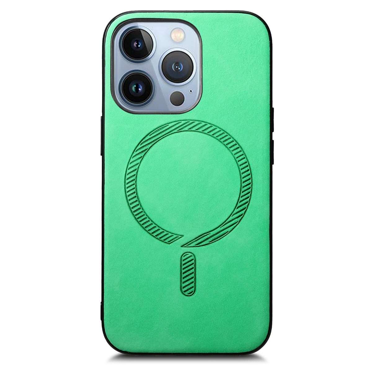 For iPhone 16 Pro Solid Color Retro Magsafe PU Back Cover Phone Case(Green)