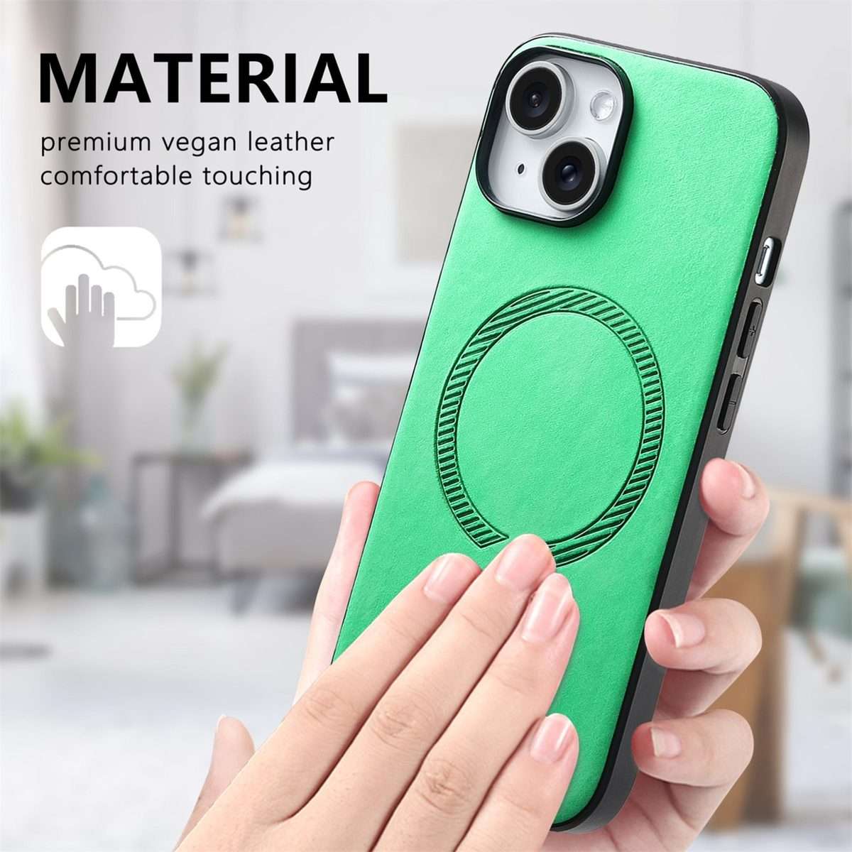 For iPhone 16 Pro Solid Color Retro Magsafe PU Back Cover Phone Case(Green)