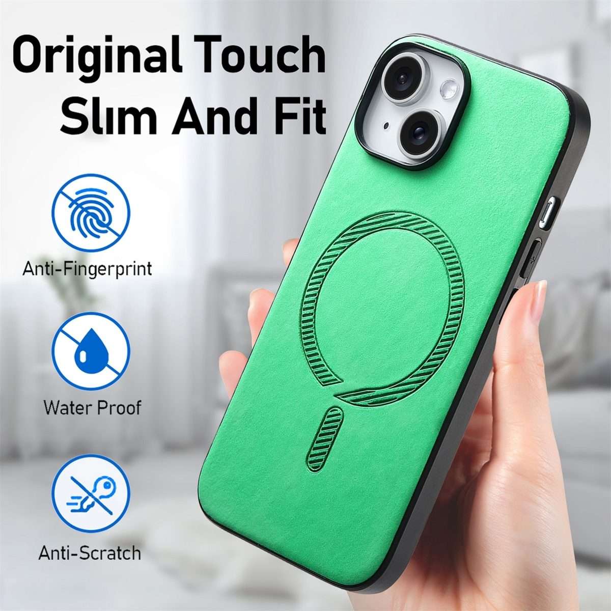 For iPhone 16 Pro Solid Color Retro Magsafe PU Back Cover Phone Case(Green)
