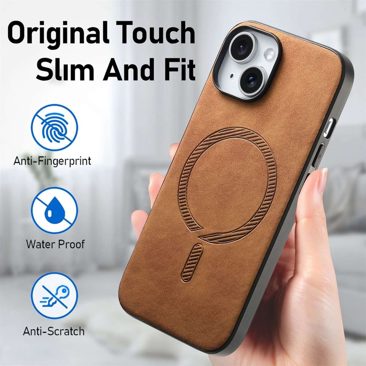 For iPhone 16 Pro Solid Color Retro Magsafe PU Back Cover Phone Case(Brown)
