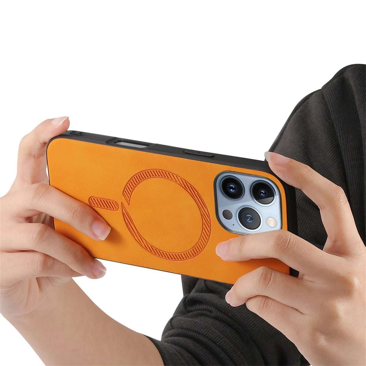 For iPhone 16 Pro Solid Color Retro Magsafe PU Back Cover Phone Case(Yellow)