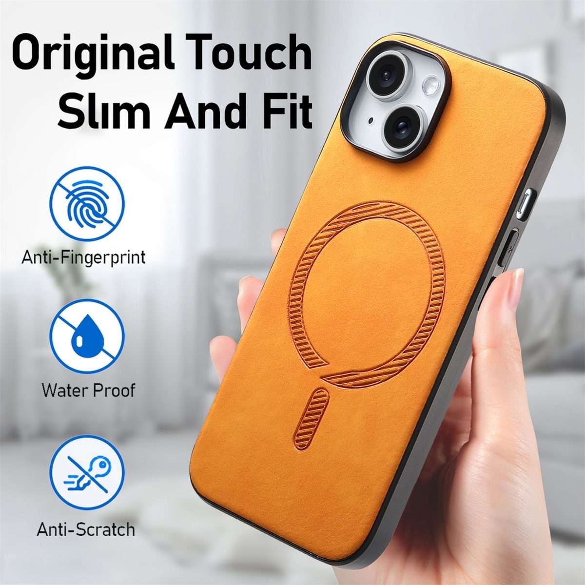 For iPhone 16 Pro Solid Color Retro Magsafe PU Back Cover Phone Case(Yellow)