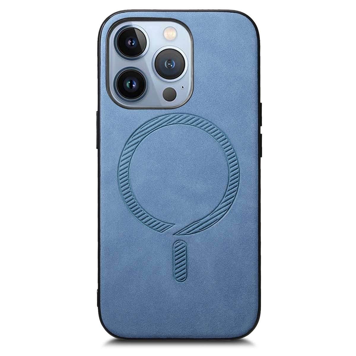 For iPhone 16 Pro Solid Color Retro Magsafe PU Back Cover Phone Case(Blue)