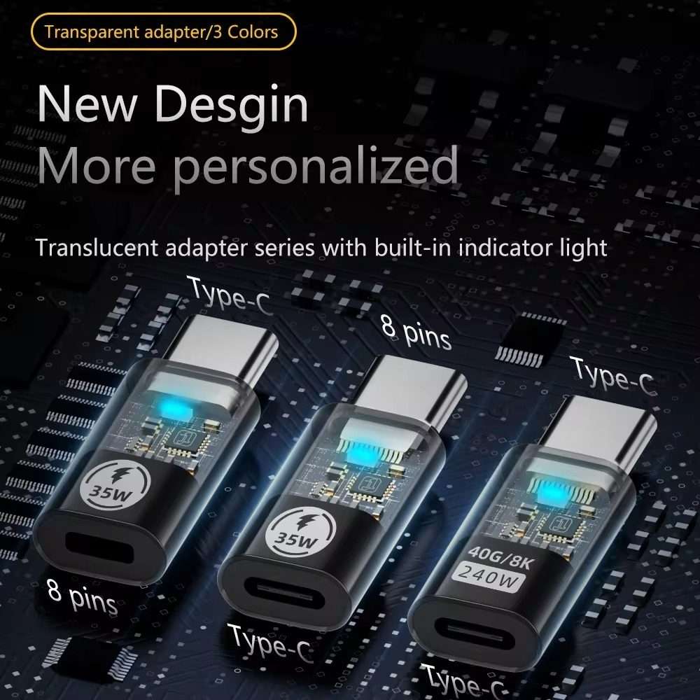 Type-C Male to Type-C Female 240W Data Transmission Charging Converter Adapter