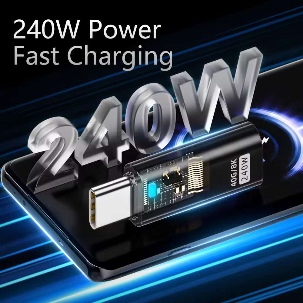 Type-C Male to Type-C Female 240W Data Transmission Charging Converter Adapter