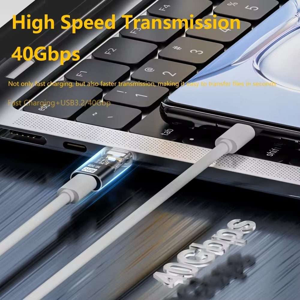 Type-C Male to Type-C Female 240W Data Transmission Charging Converter Adapter