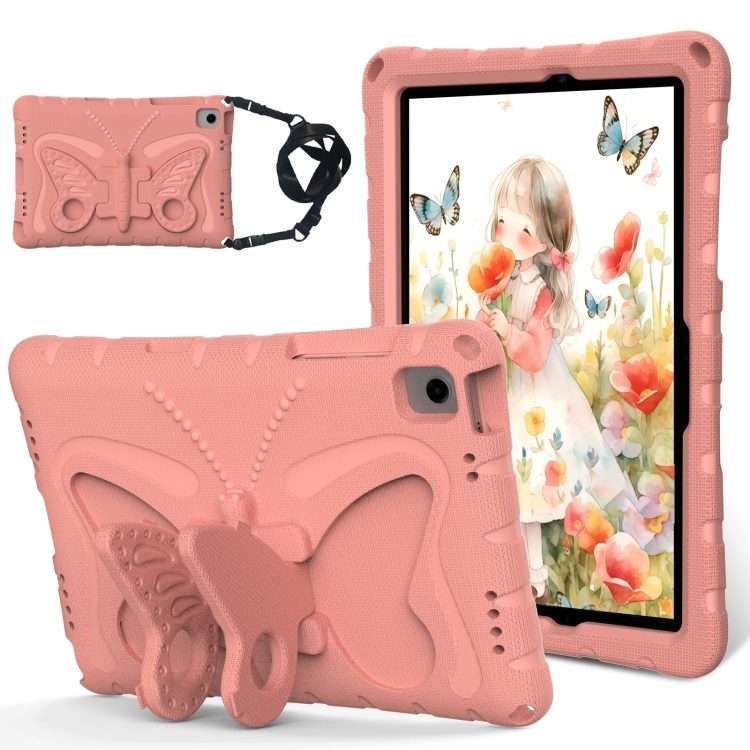 For Samsung Galaxy Tab A11+ / A9+ Butterfly Bracket EVA Shockproof Tablet Case(Pink Orange)
