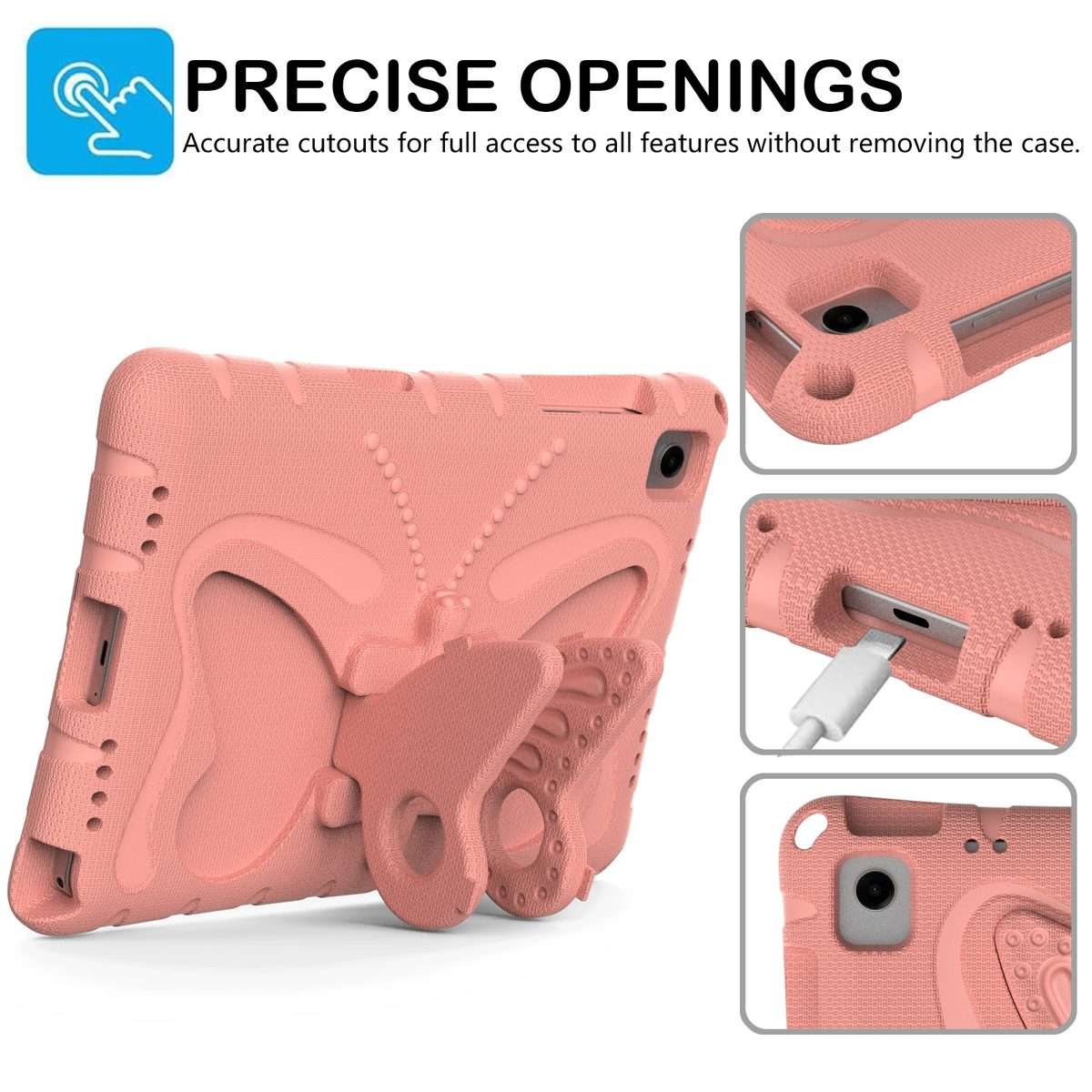 For Samsung Galaxy Tab A11+ / A9+ Butterfly Bracket EVA Shockproof Tablet Case(Pink Orange)