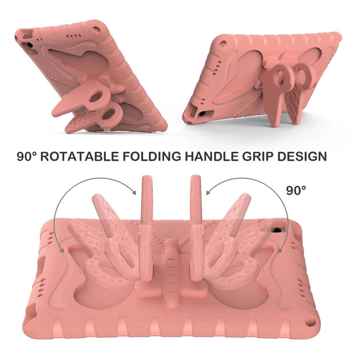 For Samsung Galaxy Tab A11+ / A9+ Butterfly Bracket EVA Shockproof Tablet Case(Pink Orange)