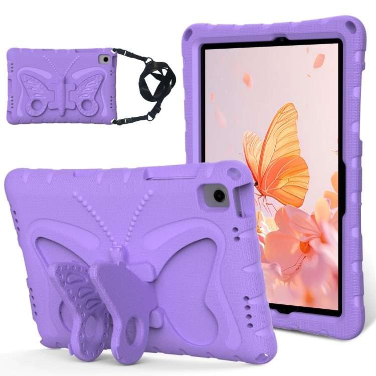 For Samsung Galaxy Tab A11+ / A9+ Butterfly Bracket EVA Shockproof Tablet Case(Light Purple)