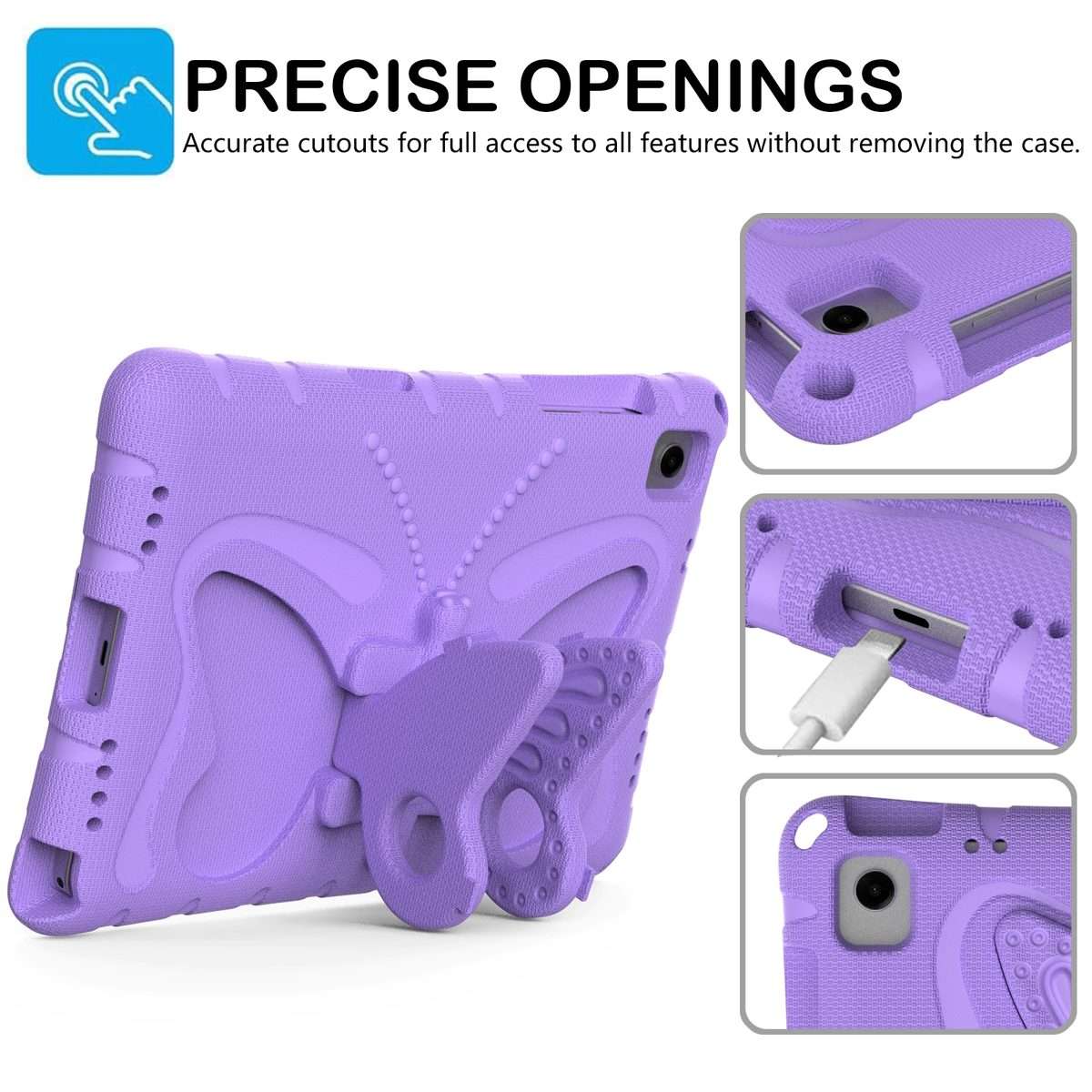 For Samsung Galaxy Tab A11+ / A9+ Butterfly Bracket EVA Shockproof Tablet Case(Light Purple)