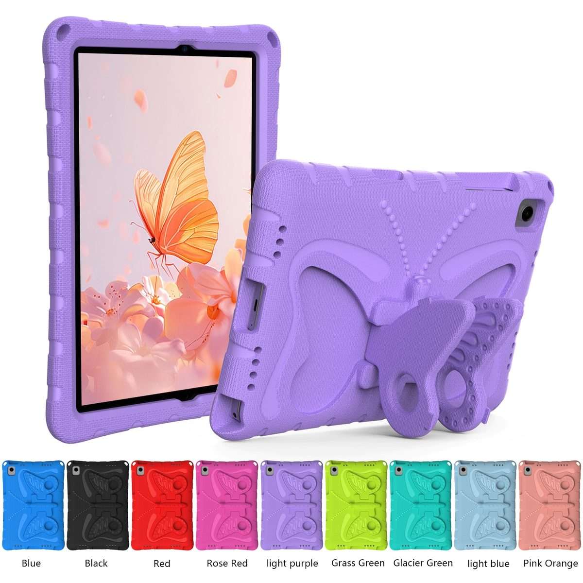 For Samsung Galaxy Tab A11+ / A9+ Butterfly Bracket EVA Shockproof Tablet Case(Light Purple)