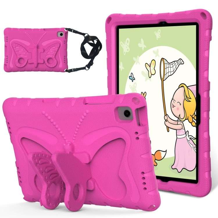 For Samsung Galaxy Tab A11+ / A9+ Butterfly Bracket EVA Shockproof Tablet Case(Rose Red)
