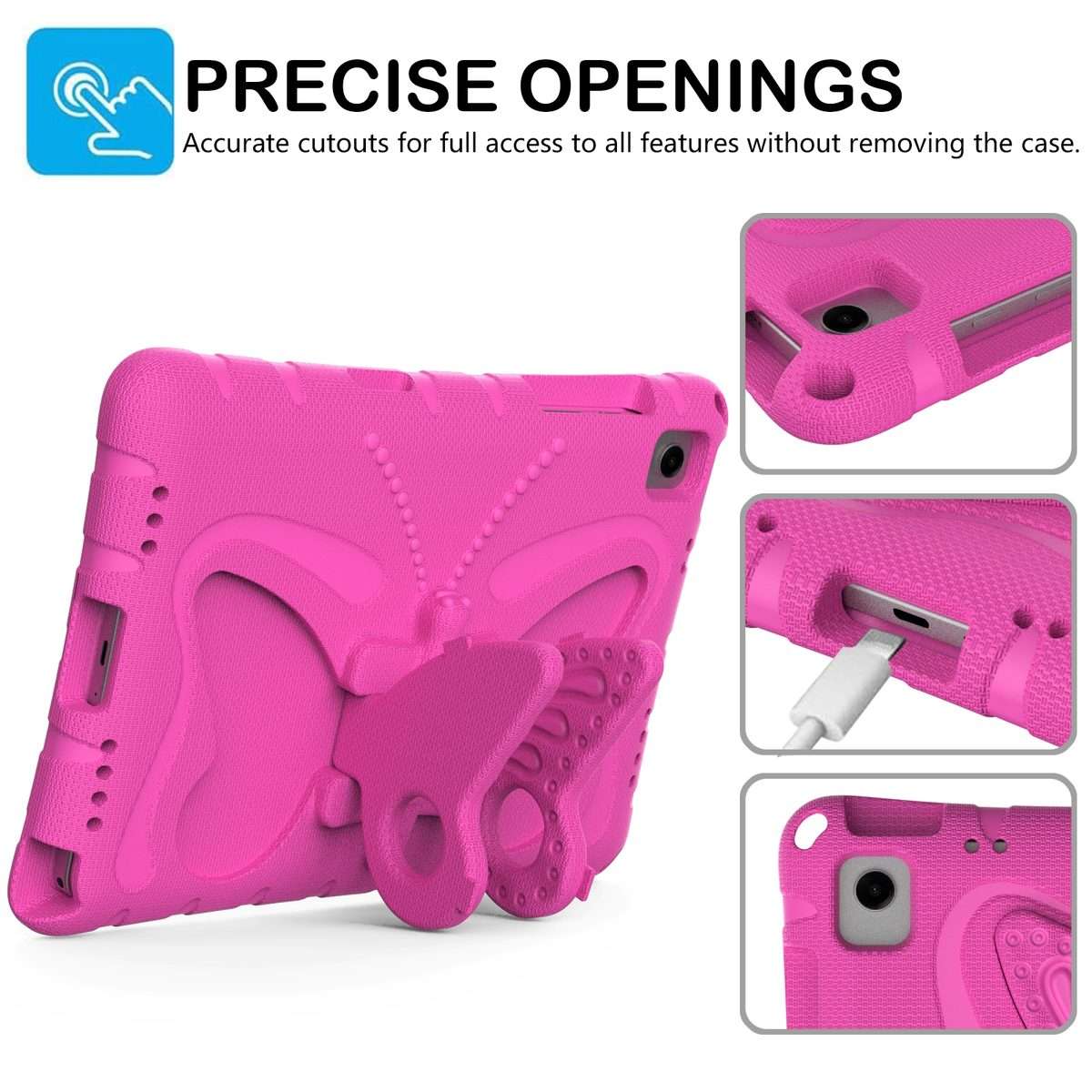 For Samsung Galaxy Tab A11+ / A9+ Butterfly Bracket EVA Shockproof Tablet Case(Rose Red)