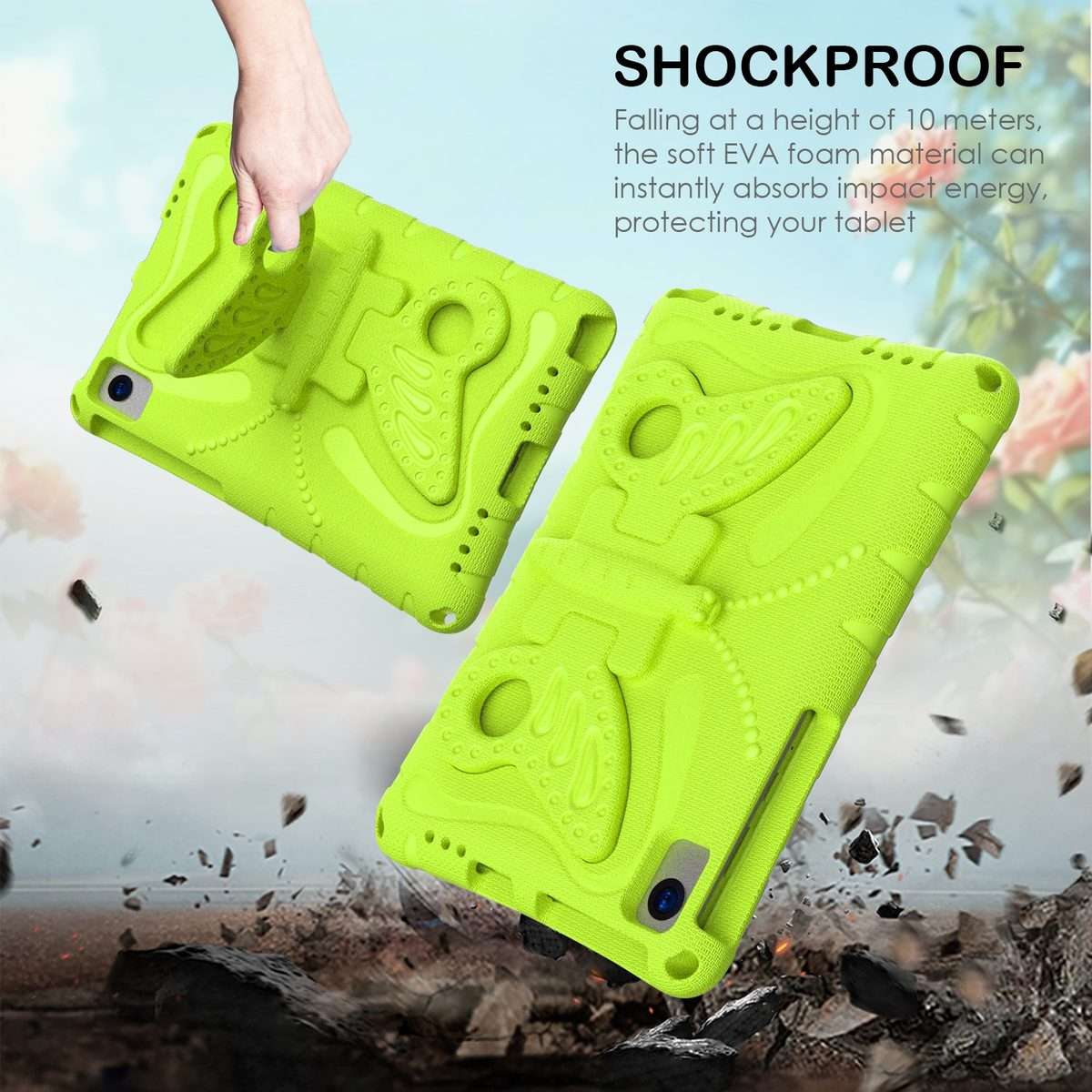 For Samsung Galaxy Tab S5e 10.5 T720 Butterfly Bracket EVA Shockproof Tablet Case(Grass Green)