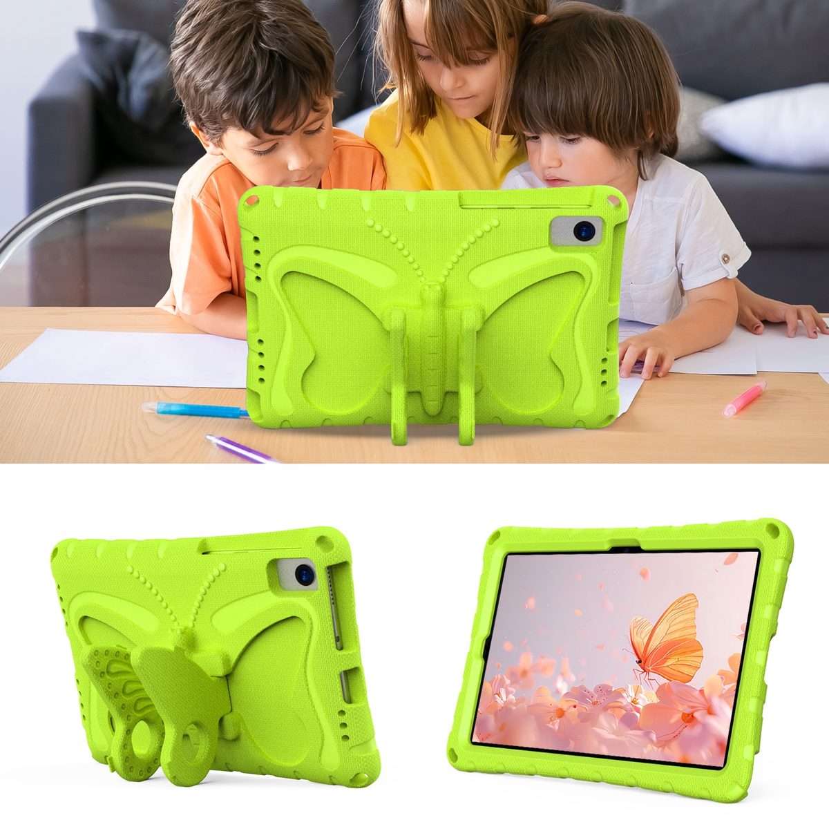 For Samsung Galaxy Tab S5e 10.5 T720 Butterfly Bracket EVA Shockproof Tablet Case(Grass Green)