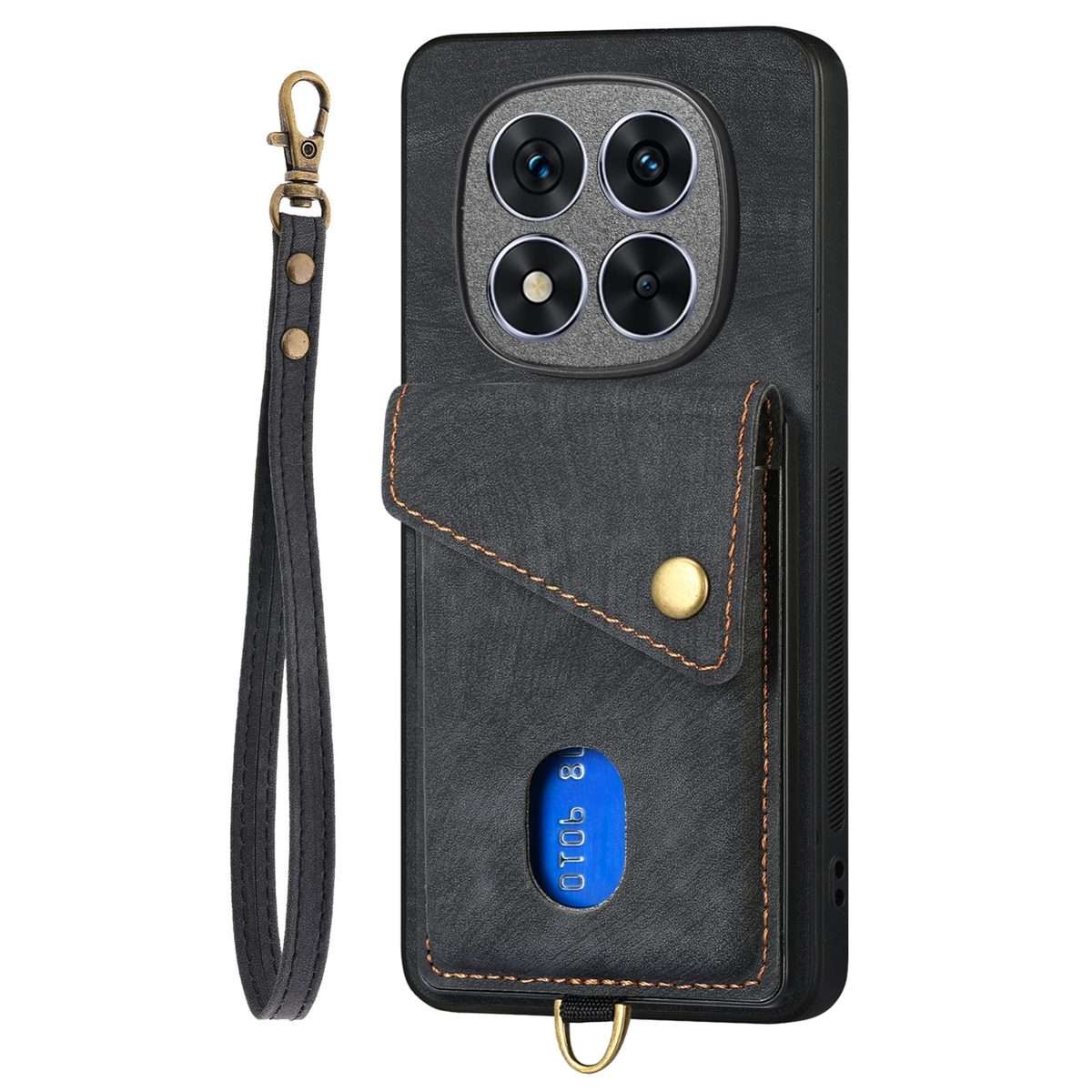 For Xiaomi Redmi Note 14 Pro+ 5G Retro Card Wallet Fold Leather Phone Case with Strap(Black)