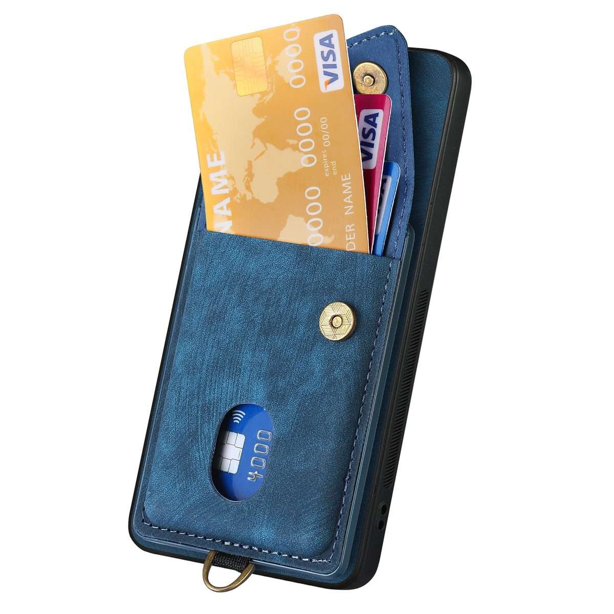 For Xiaomi Redmi Note 14 Pro+ 5G Retro Card Wallet Fold Leather Phone Case with Strap(Blue)