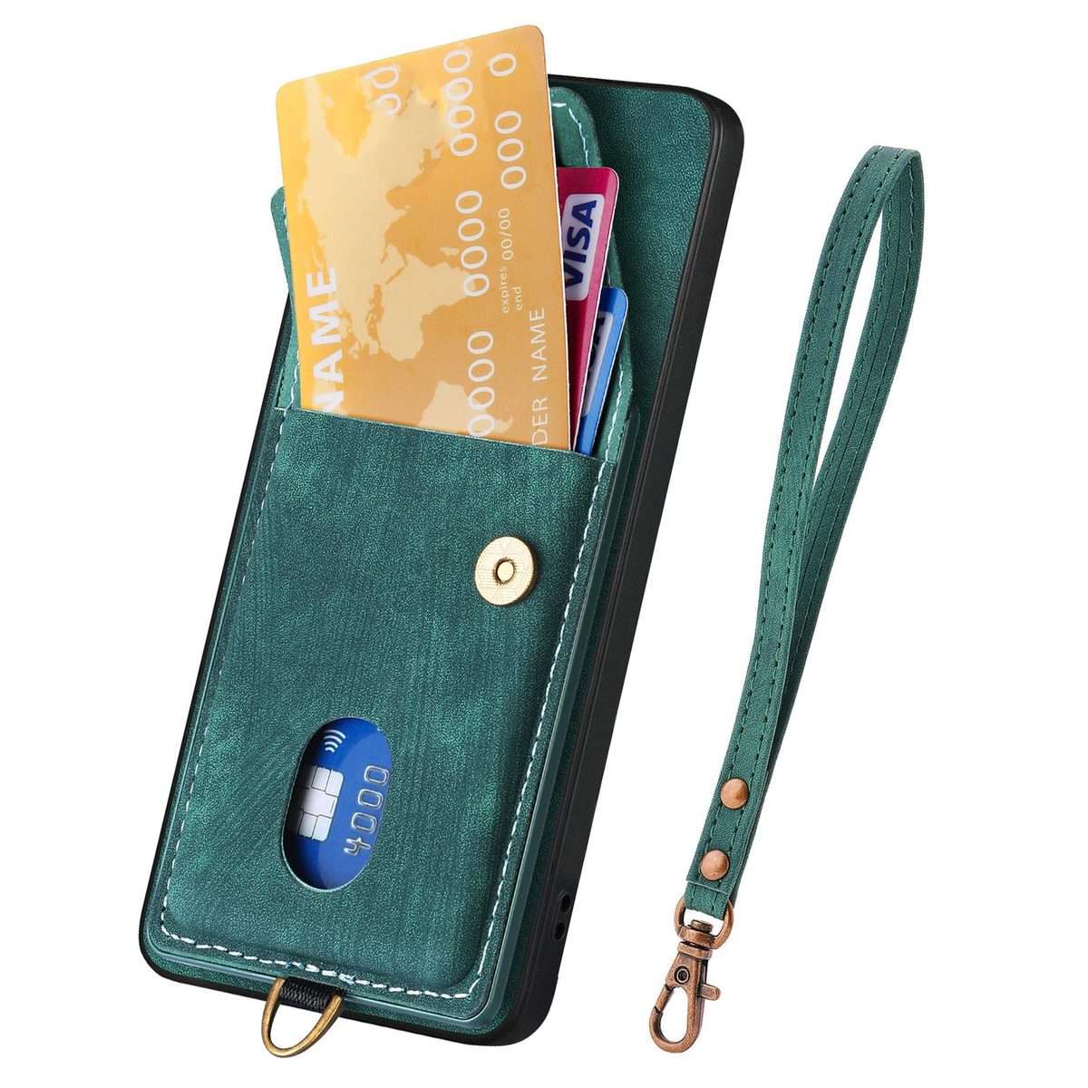 For Redmi K80 Pro / Poco F7 Ultra Retro Card Wallet Fold Leather Phone Case with Strap(Green)