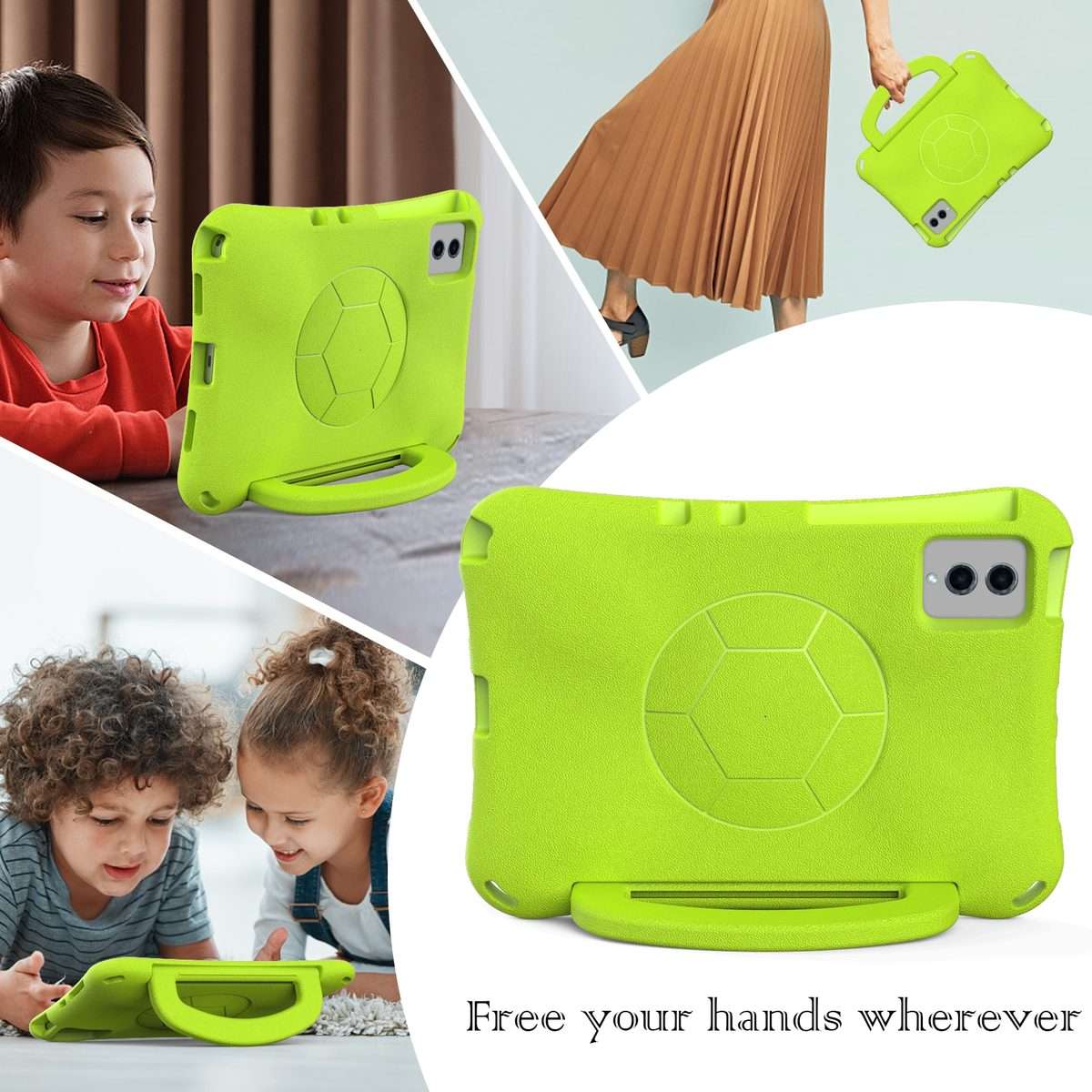 For Xiaomi Pad 6 / Pad 6 Pro Handle Football Shaped EVA Shockproof Tablet Case(Grass Green)