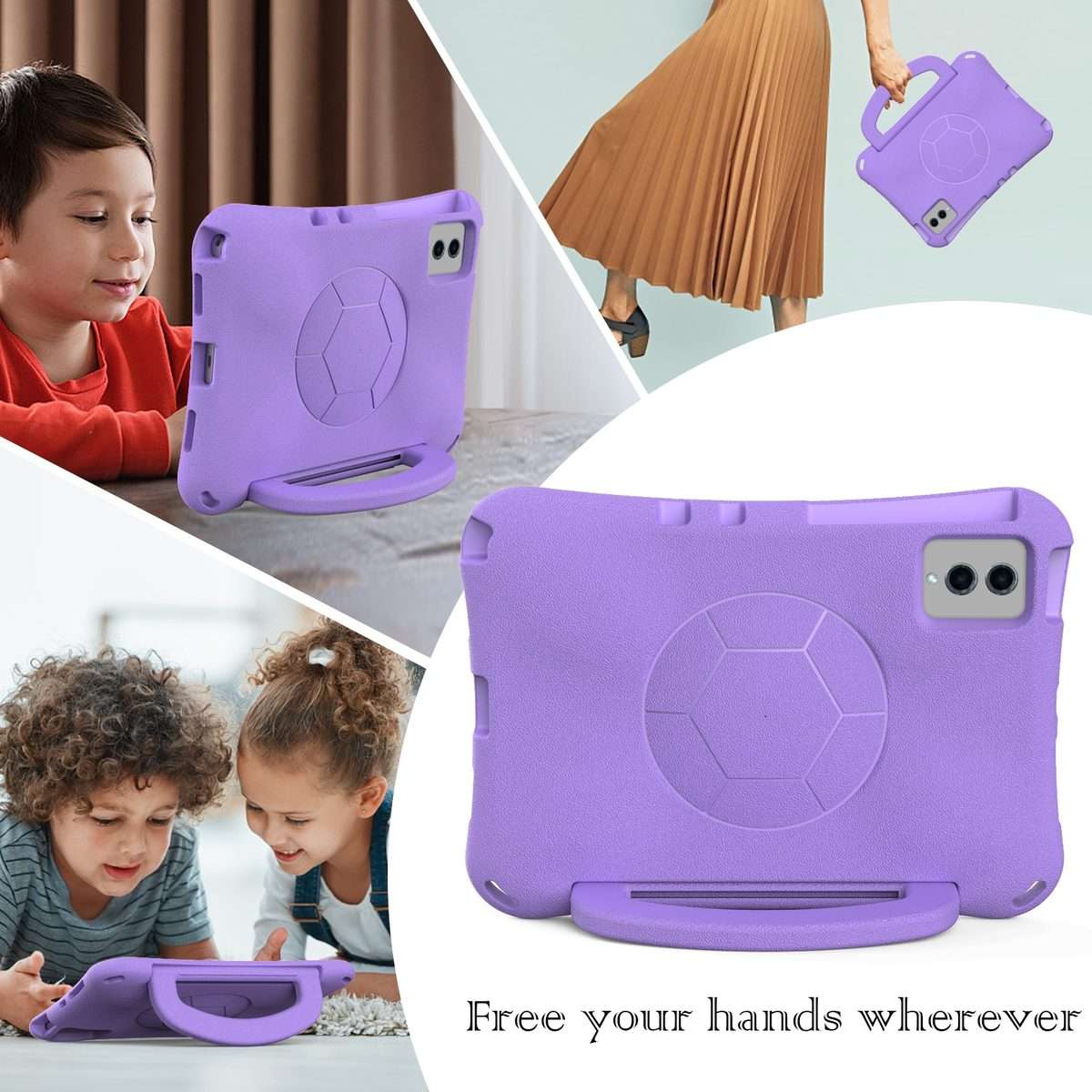For Xiaomi Pad 6 / Pad 6 Pro Handle Football Shaped EVA Shockproof Tablet Case(Light Purple)