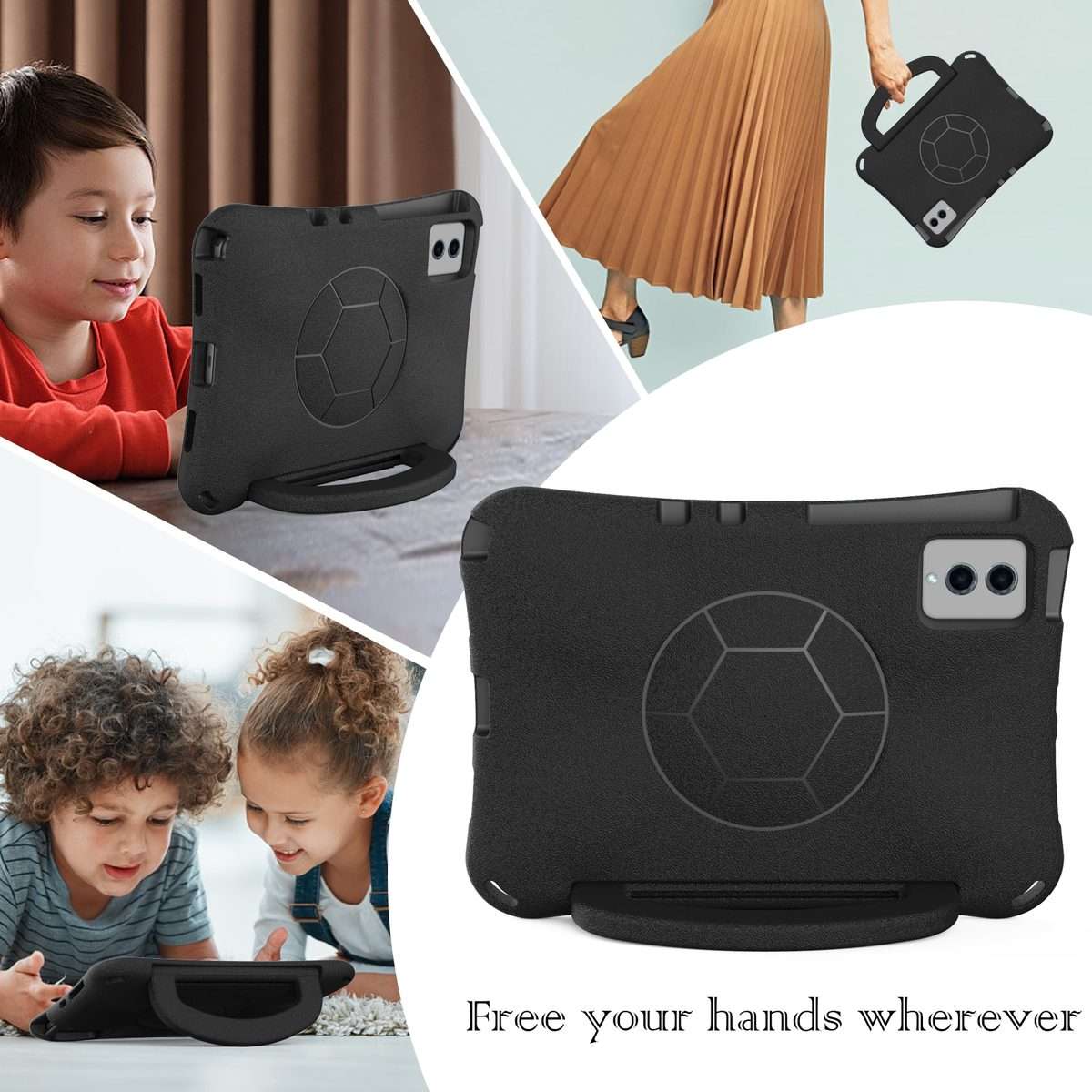 For Xiaomi Pad 6 / Pad 6 Pro Handle Football Shaped EVA Shockproof Tablet Case(Black)