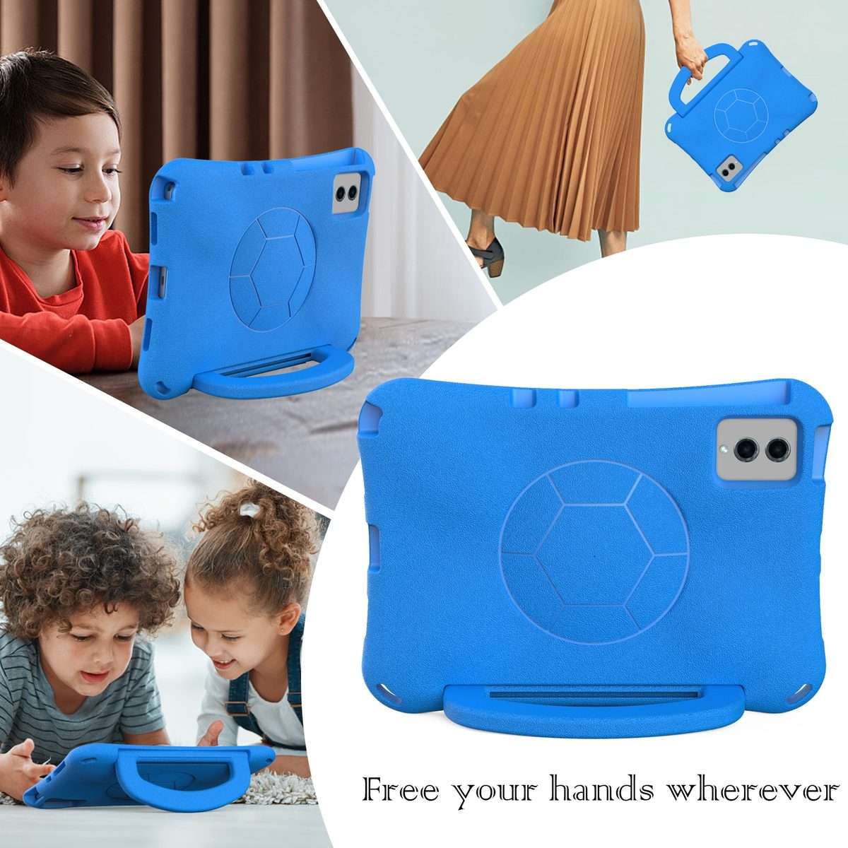 For Xiaomi Pad 6 / Pad 6 Pro Handle Football Shaped EVA Shockproof Tablet Case(Blue)