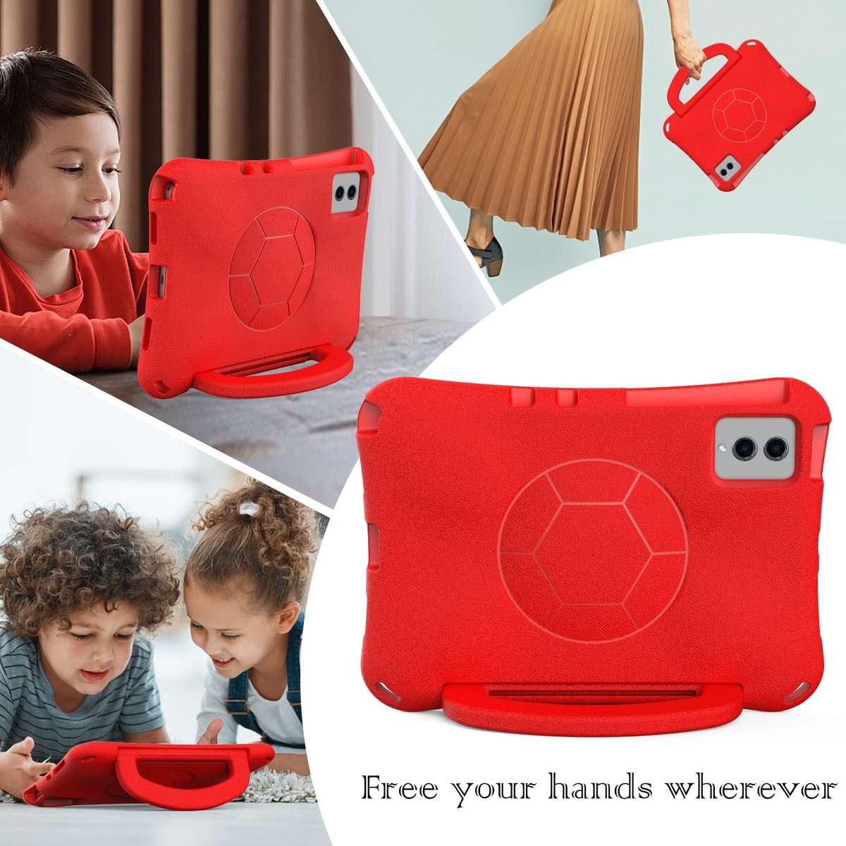For Xiaomi Pad 6 / Pad 6 Pro Handle Football Shaped EVA Shockproof Tablet Case(Red)