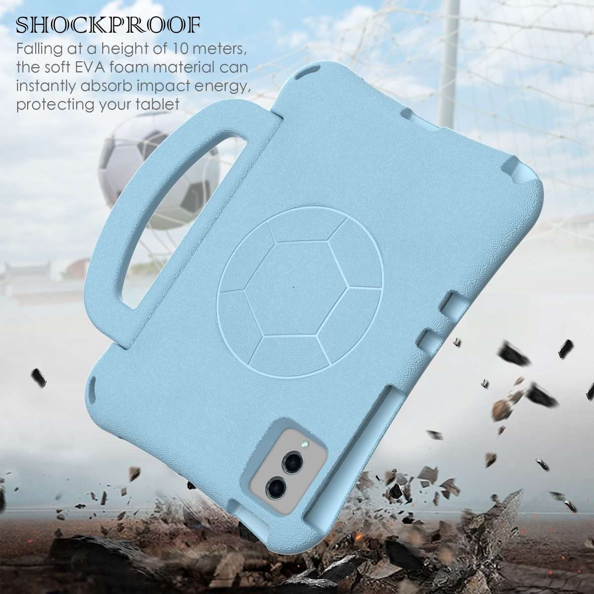 For Xiaomi Pad 6 / Pad 6 Pro Handle Football Shaped EVA Shockproof Tablet Case(Lighte Blue)