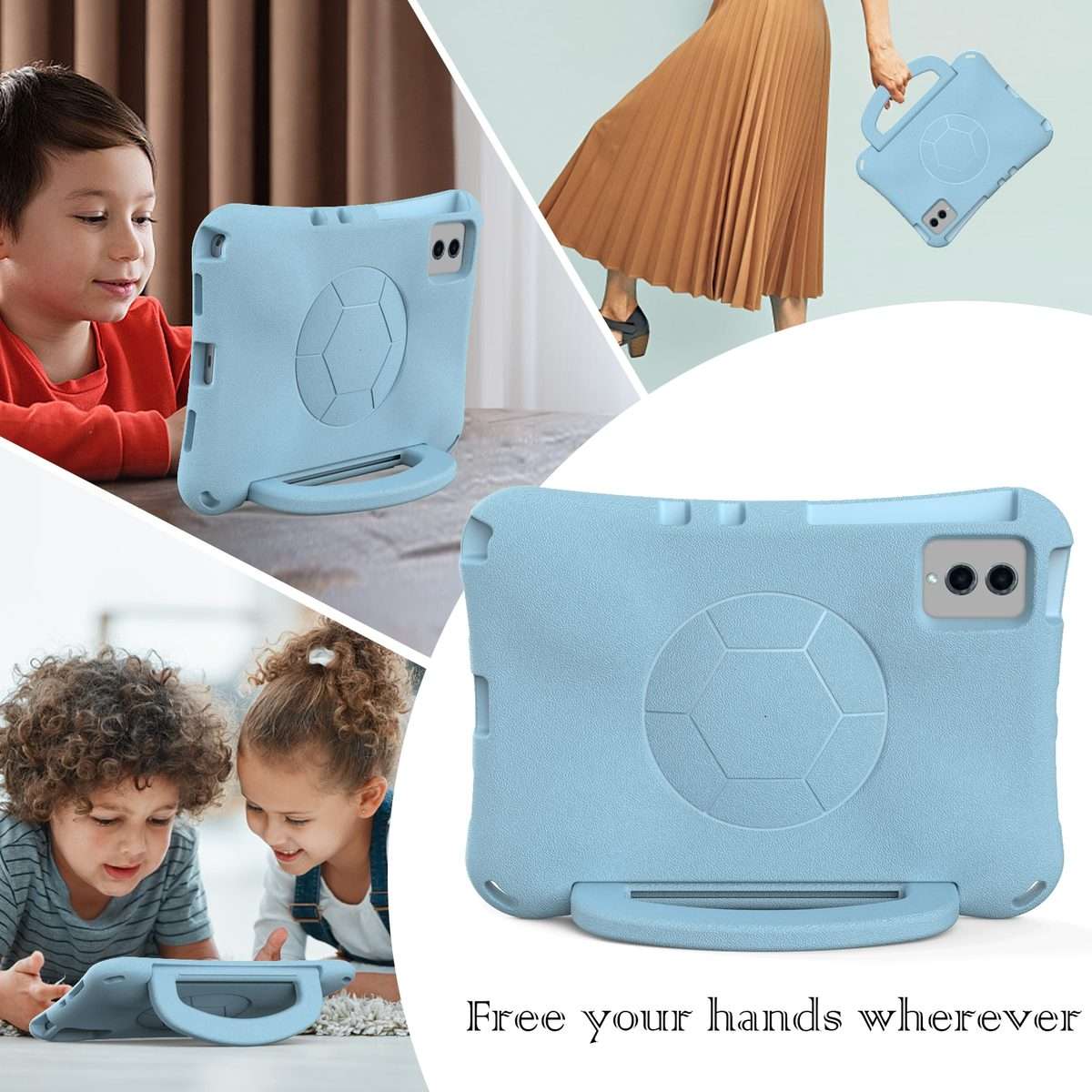 For Xiaomi Pad 6 / Pad 6 Pro Handle Football Shaped EVA Shockproof Tablet Case(Lighte Blue)