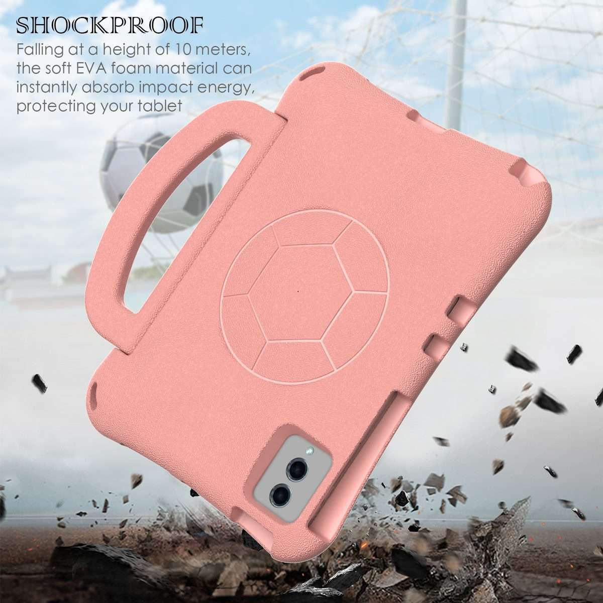 For Xiaomi Pad 6 / Pad 6 Pro Handle Football Shaped EVA Shockproof Tablet Case(Light Pink)