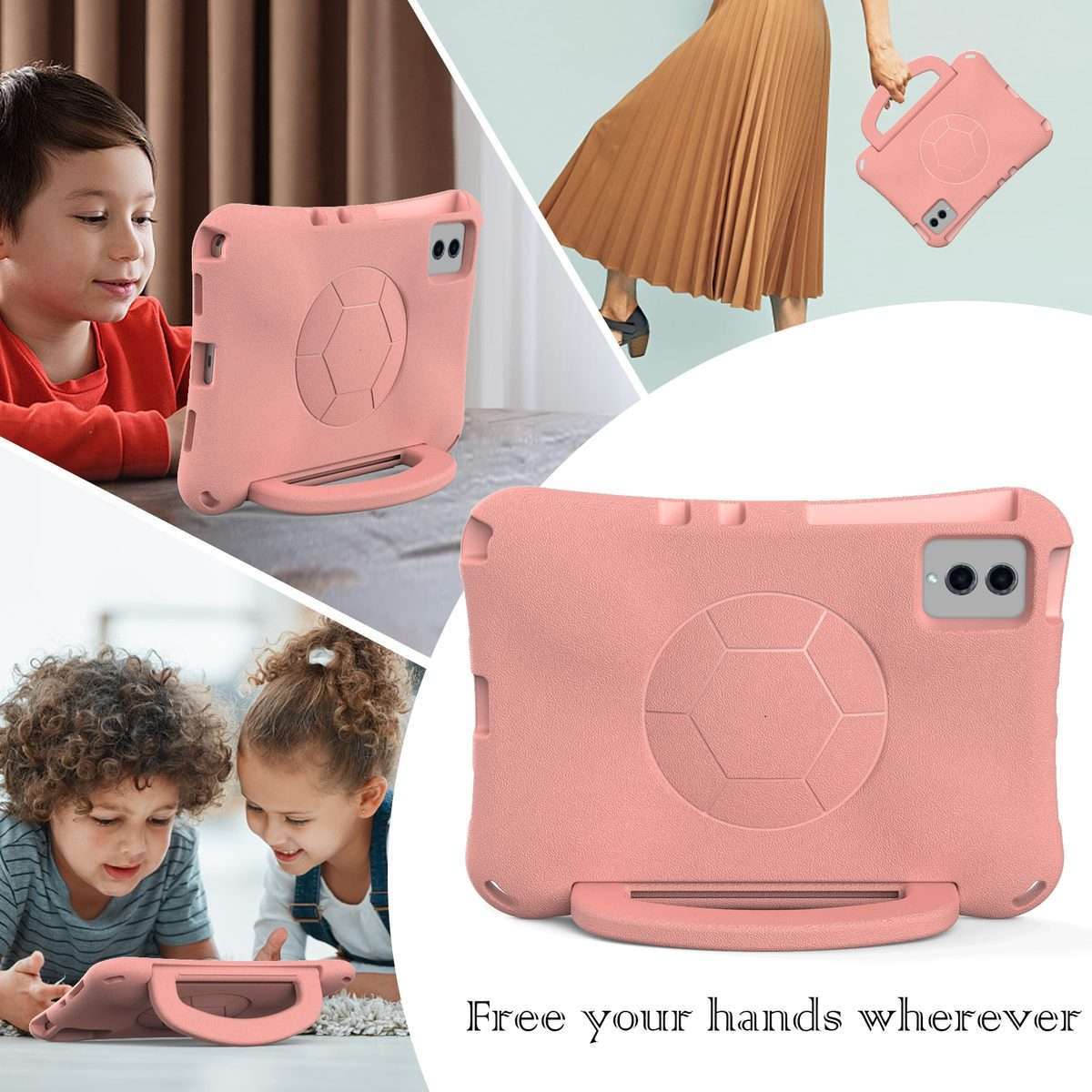For Xiaomi Pad 6 / Pad 6 Pro Handle Football Shaped EVA Shockproof Tablet Case(Light Pink)