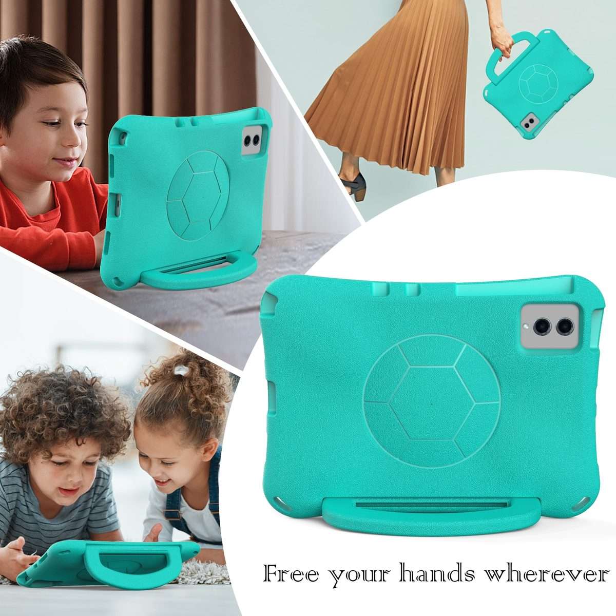 For Xiaomi Pad 6 / Pad 6 Pro Handle Football Shaped EVA Shockproof Tablet Case(Mint Green)