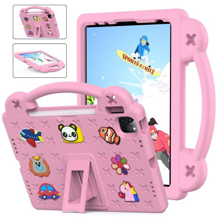 For iPad Pro 11 2025 / 2024 Handle Kickstand Children EVA Shockproof Tablet Case(Pink)