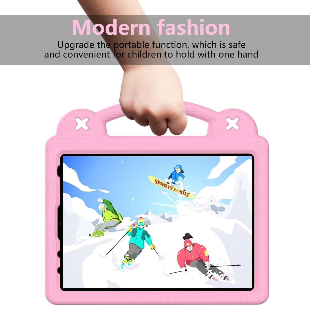 For iPad Pro 11 2025 / 2024 Handle Kickstand Children EVA Shockproof Tablet Case(Pink)