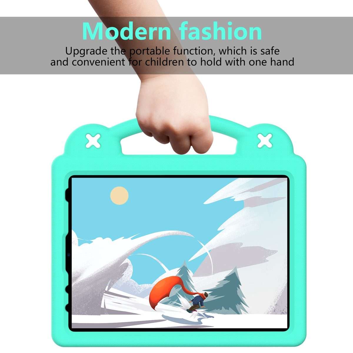 For iPad Pro 11 2025 / 2024 Handle Kickstand Children EVA Shockproof Tablet Case(Mint Green)