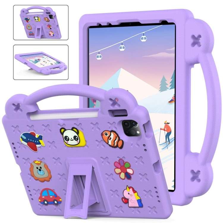 For iPad Pro 11 2025 / 2024 Handle Kickstand Children EVA Shockproof Tablet Case(Light Purple)