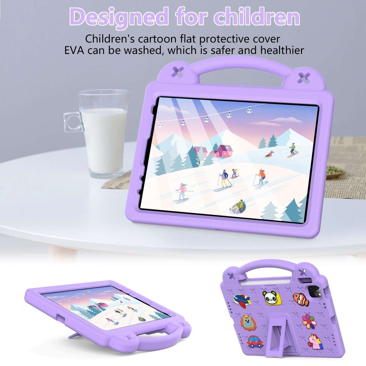 For iPad Pro 11 2025 / 2024 Handle Kickstand Children EVA Shockproof Tablet Case(Light Purple)
