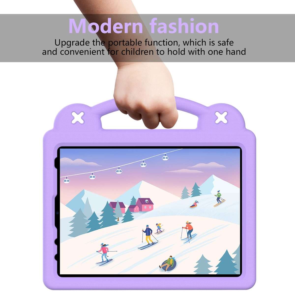 For iPad Pro 11 2025 / 2024 Handle Kickstand Children EVA Shockproof Tablet Case(Light Purple)
