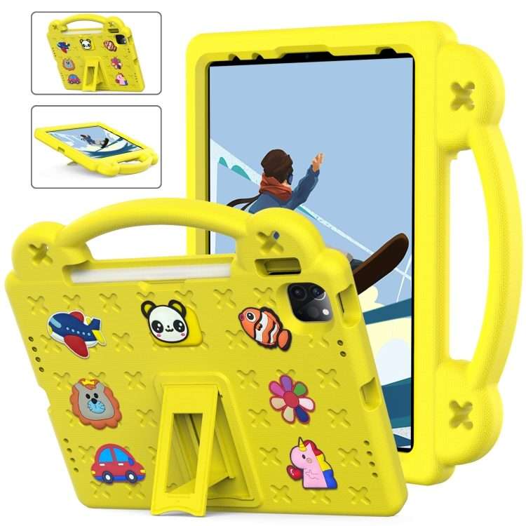 For iPad Pro 11 2025 / 2024 Handle Kickstand Children EVA Shockproof Tablet Case(Yellow)