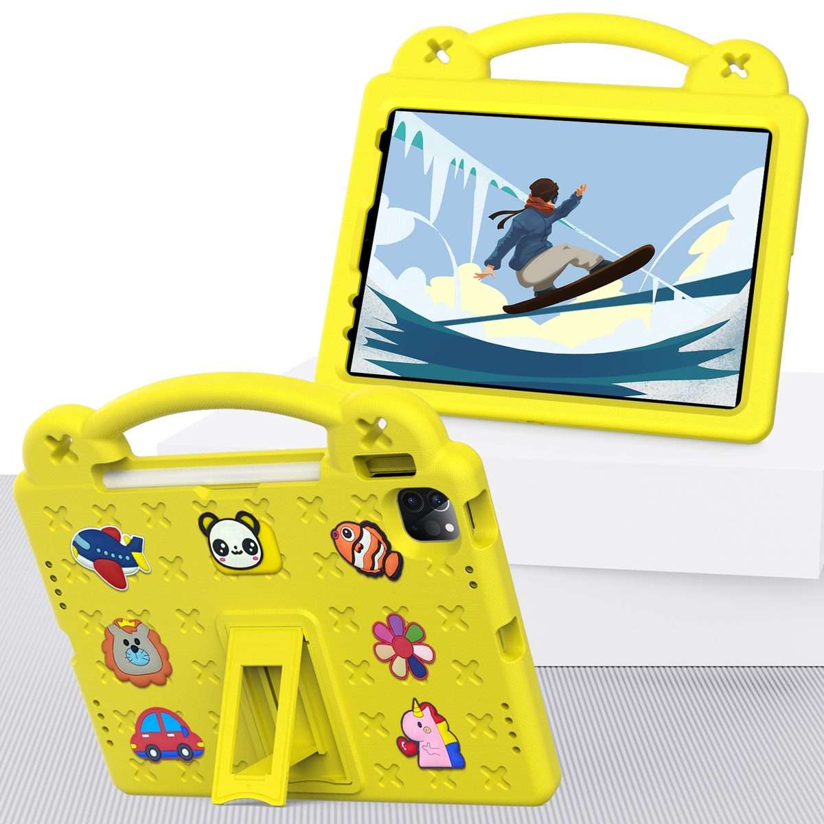 For iPad Pro 11 2025 / 2024 Handle Kickstand Children EVA Shockproof Tablet Case(Yellow)