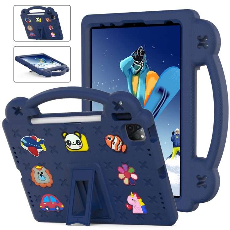 For iPad Pro 11 2025 / 2024 Handle Kickstand Children EVA Shockproof Tablet Case(Navy Blue)
