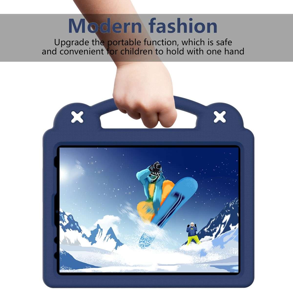 For iPad Pro 11 2025 / 2024 Handle Kickstand Children EVA Shockproof Tablet Case(Navy Blue)
