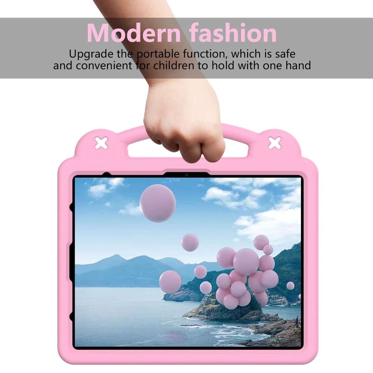For iPad Pro 13 2025 / 2024 Handle Kickstand Children EVA Shockproof Tablet Case(Pink)