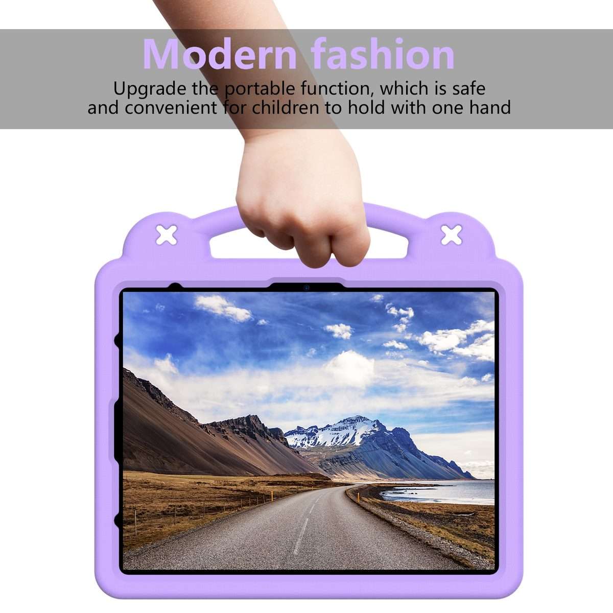 For iPad Pro 13 2025 / 2024 Handle Kickstand Children EVA Shockproof Tablet Case(Light Purple)