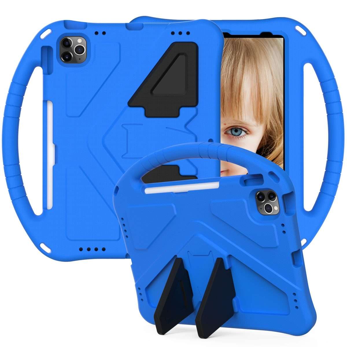 For iPad Pro 11 2025 / 2024 EVA Shockproof Tablet Case with Holder(Blue)