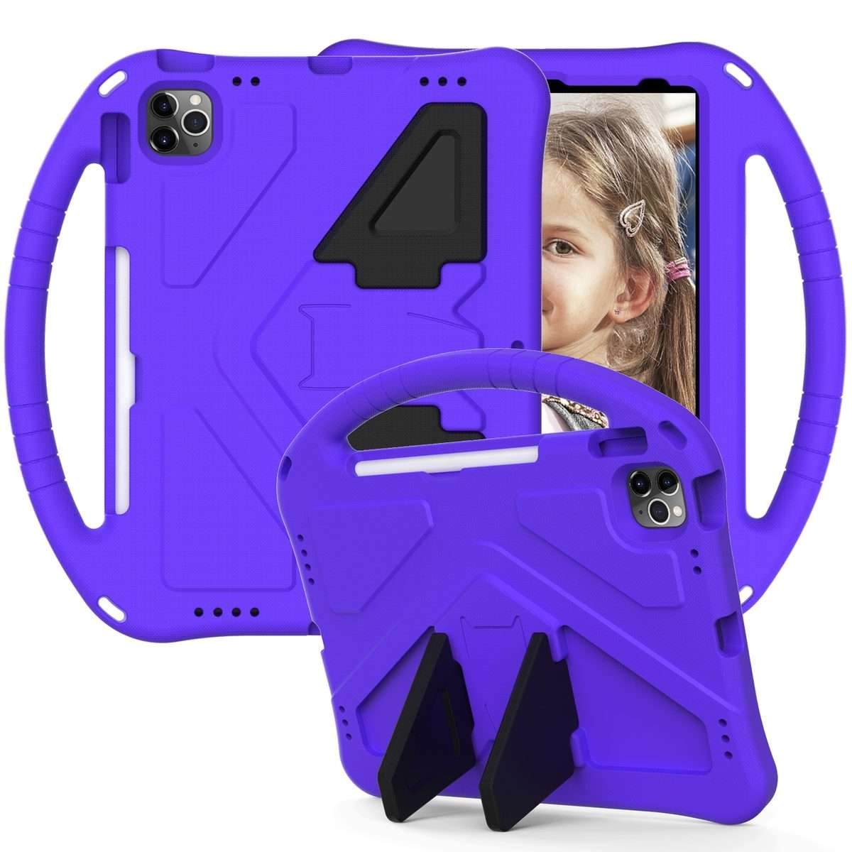 For iPad Pro 11 2025 / 2024 EVA Shockproof Tablet Case with Holder(Purple)
