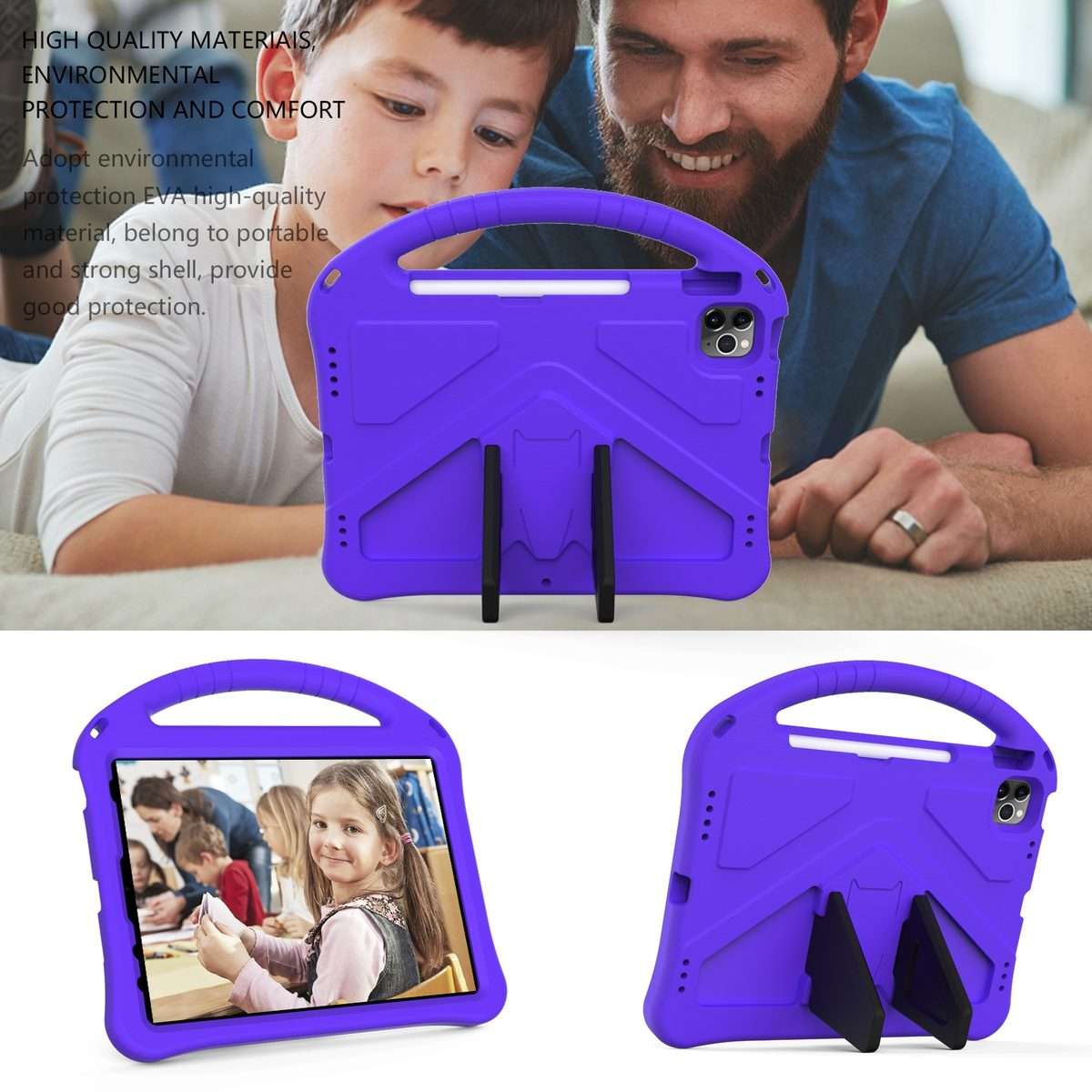 For iPad Pro 11 2025 / 2024 EVA Shockproof Tablet Case with Holder(Purple)
