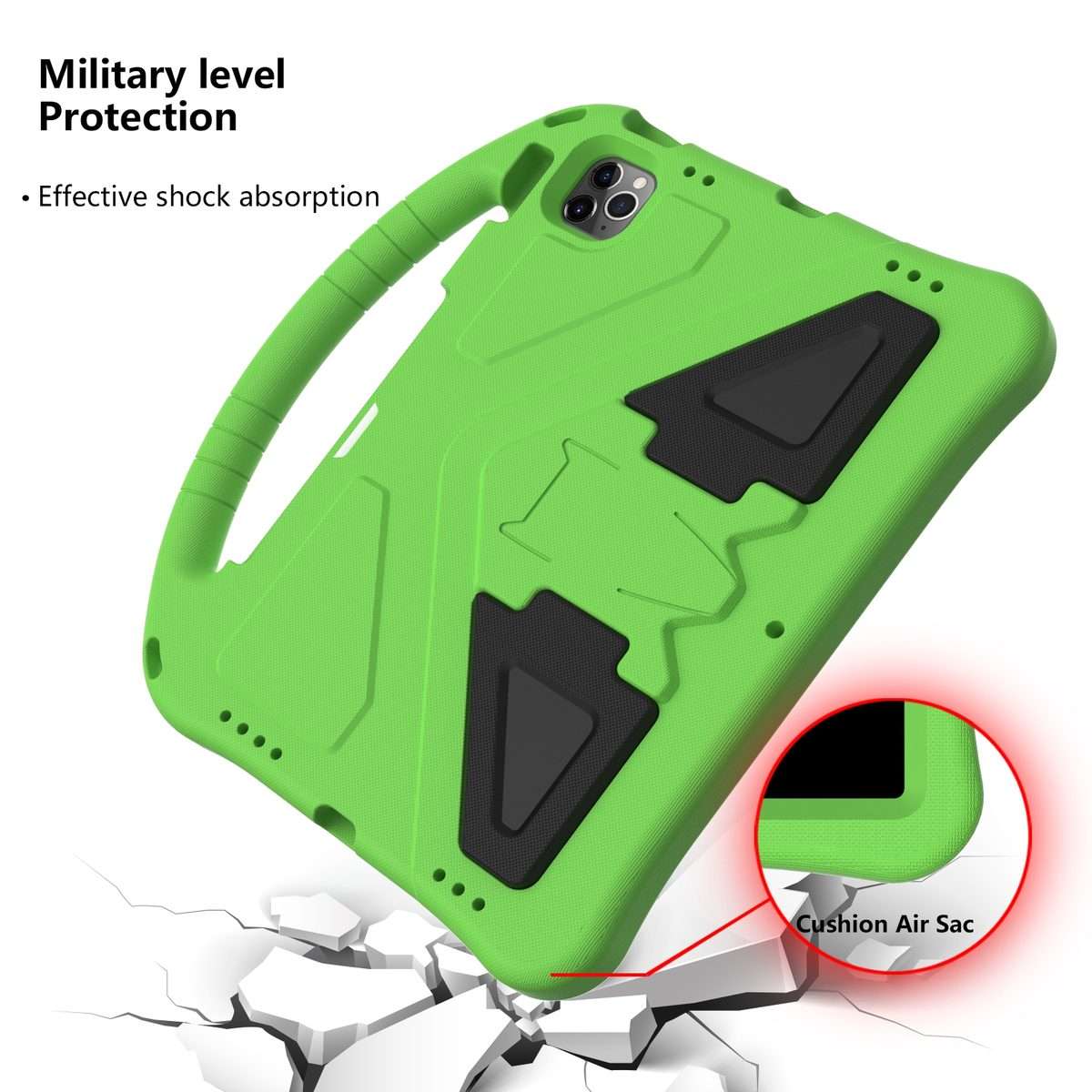 For iPad Pro 11 2025 / 2024 EVA Shockproof Tablet Case with Holder(Green)